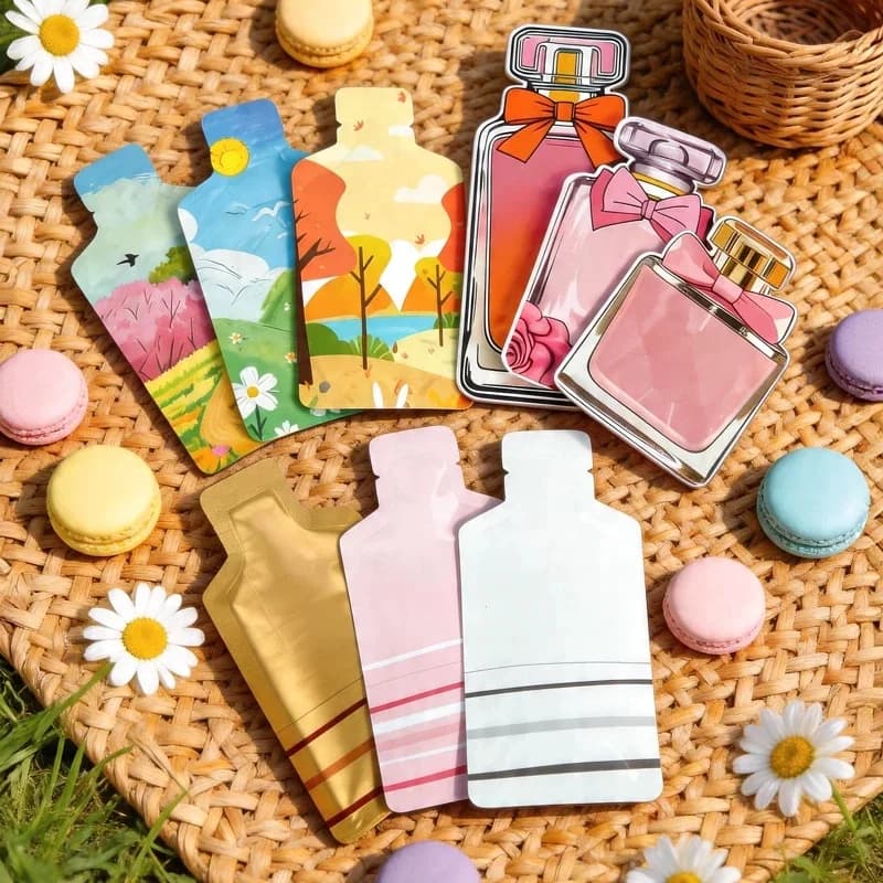 200 Pezzi Sacchetti Termosaldabili in Alluminio a Forma di Bottiglia, Personalizzabili con Logo, per Confezionamento di Matcha, Cacao, Gel, Shampoo e Balsamo