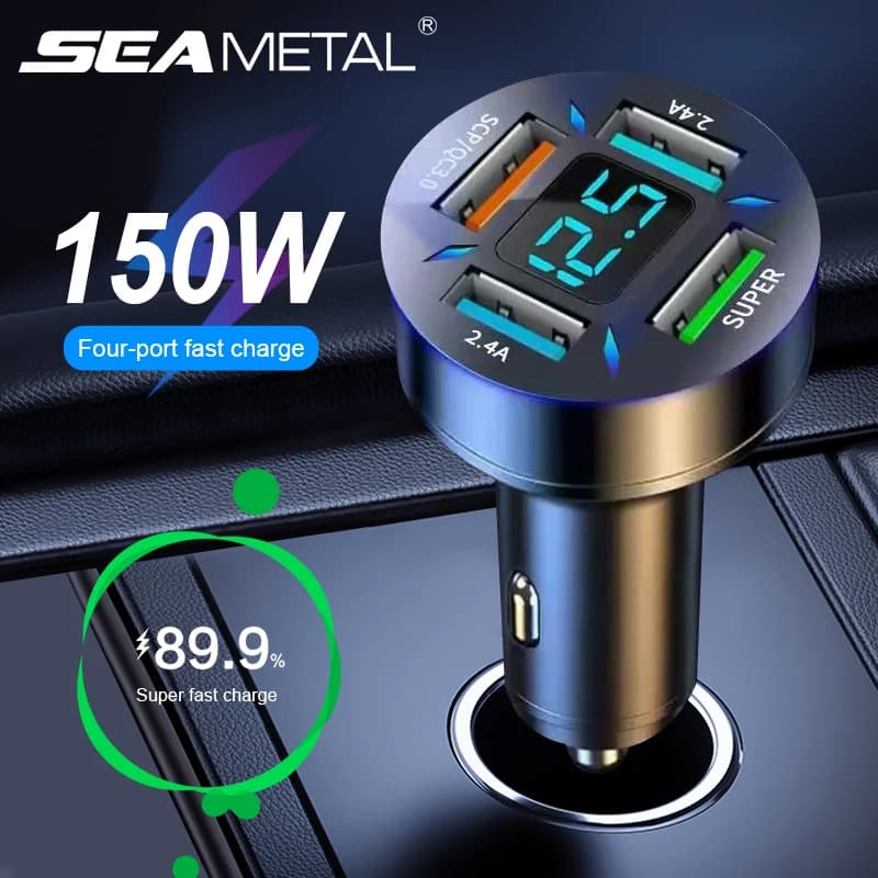 Caricabatterie per telefono da auto a ricarica rapida SEAMETAL 66W USB-A USB-C adattatore per accendisigari QC3.0 ricarica rapida per Smartphone Laptop DVR