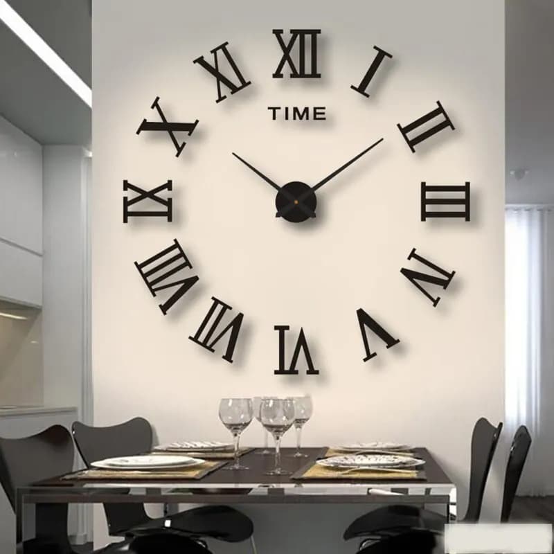 Orologio da Parete Digitale 3D in Acrilico con Numeri Romani, Orologio da Parete a Specchio, Orologio da Parete Rotondo Grande alla Moda, Orologi Fai-da-Te Autoadesivi