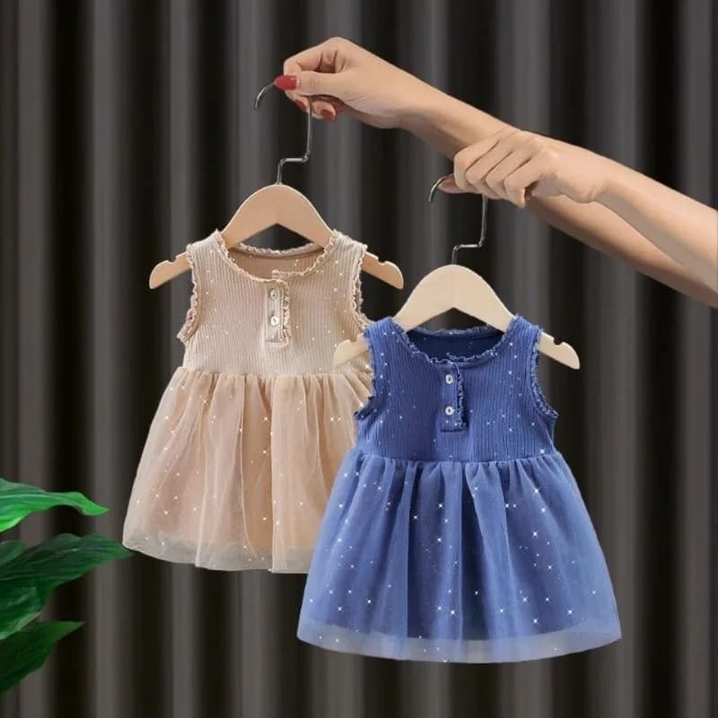 Le ragazze vestono il vestito estivo 2024 Baby Ruffled senza maniche tunica Party Princess Lace Sundress 0-6 Yeas Girl Baby Sling Princess dress