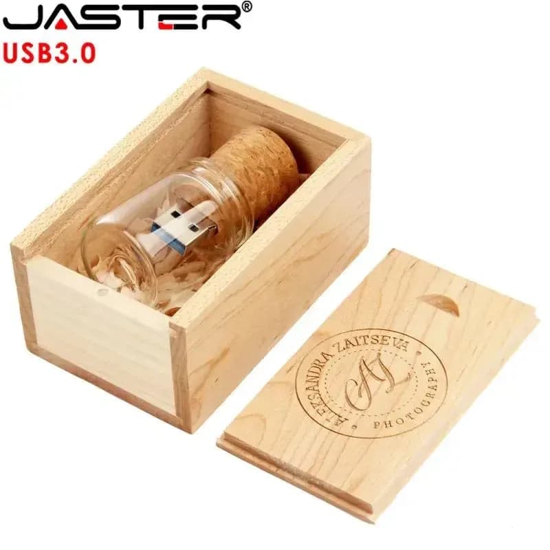 JASTER USB 3.0 Bottiglia di vetro con sughero USB Flash Drive Bottiglia di vetro pendrive 4GB 8GB 16GB 32GB 64GB LOGO personalizzato