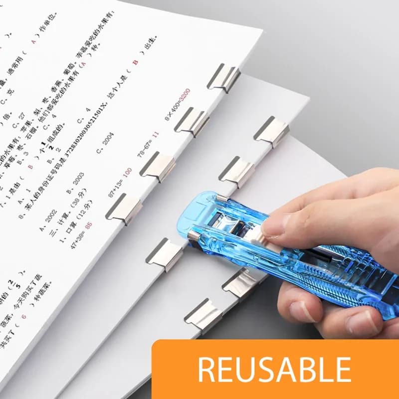 Mini Traceless riutilizzabile morsetto a mano push cucitrice libro di carta file ufficio scuola studente raccoglitore strumenti di rilegatura forniture accessori