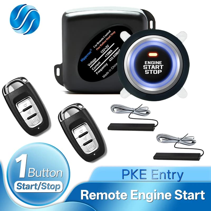 Hippcron Car Remote Starter Alarm Remote Start Stop PKE System For Cars Keyless Engine Push Start System Auto Ignition Button