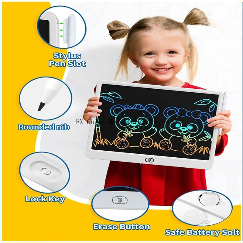 Tablet LCD da 11/13/16 pollici per disegnare, lavagna per bambini, blocchi per disegnare e scrivere, giocattoli per bambini di 3 4 5 6 7 8 anni, regali per bambine e bambini
