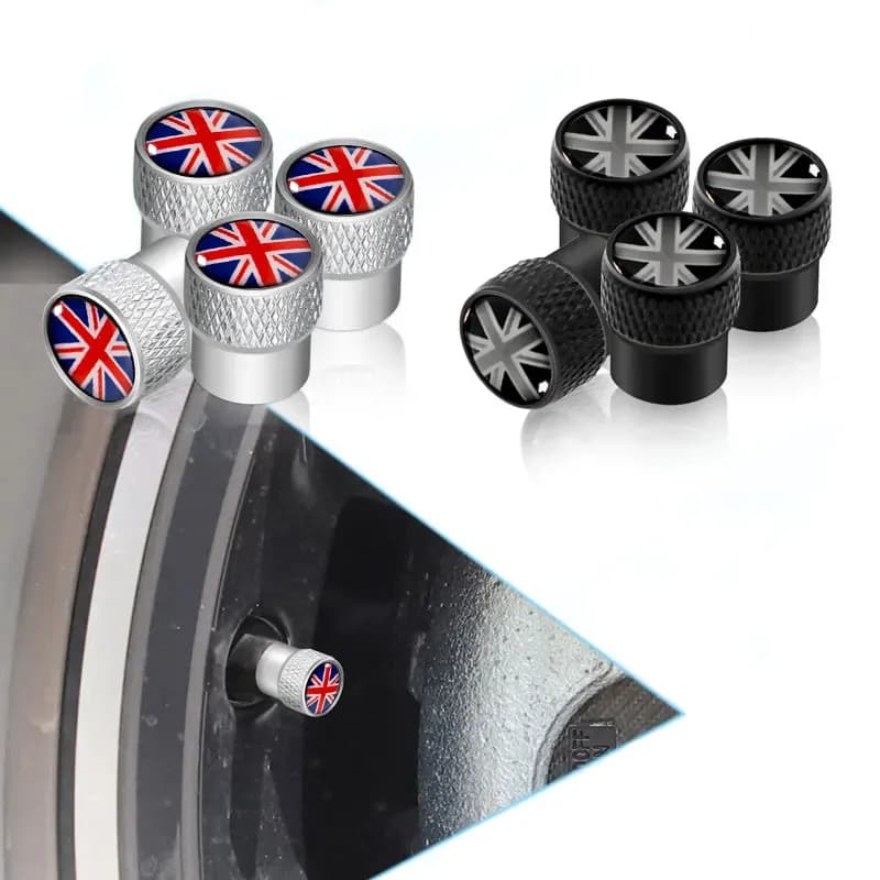 4 pz/set UK Auto Distintivo In Metallo Ruota Pneumatici Tappi Valvola Pneumatici Copertura Antipolvere Universale Per mini Auto Bicicletta Camion Accessori Moto