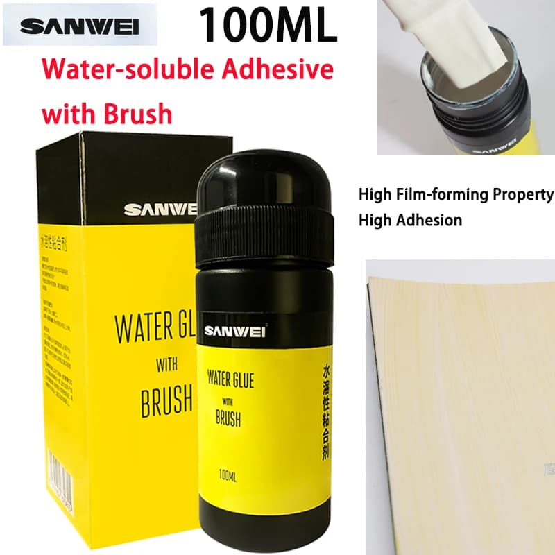 SANWEI Soluble ping pong glue in water with 100ML brush High viscosity ping pong rubber for attachments for glueing racks Make by yourself