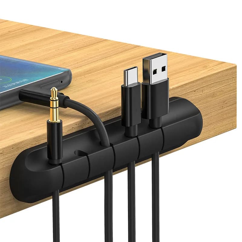 Organizzatore di Cavi in Silicone Autoadesivo, Clip per Gestione Cavi USB, Supporto per Cavi di Telefoni e Laptop