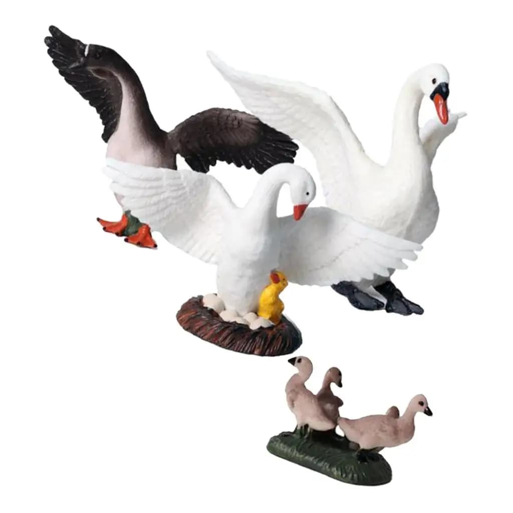 Realistic Swan Figurines Lifelike Animal Desktop Decor Educational Collectibles Novelty Toy Set for Kids Learning