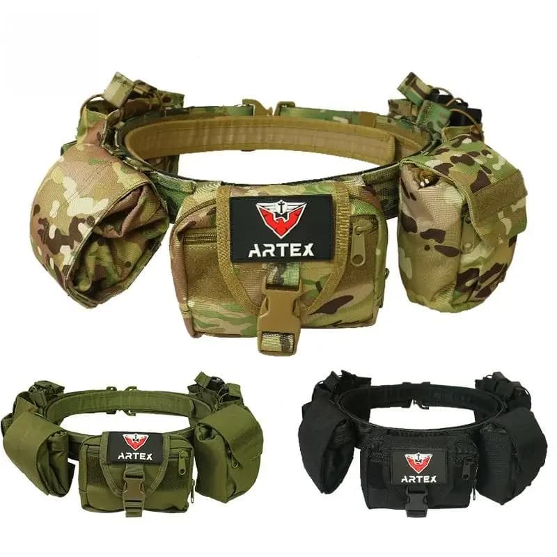 Set di cinture da battaglia all'aperto cinture di servizio cintura di utilità softair delle forze dell'ordine con accessori sacchetti