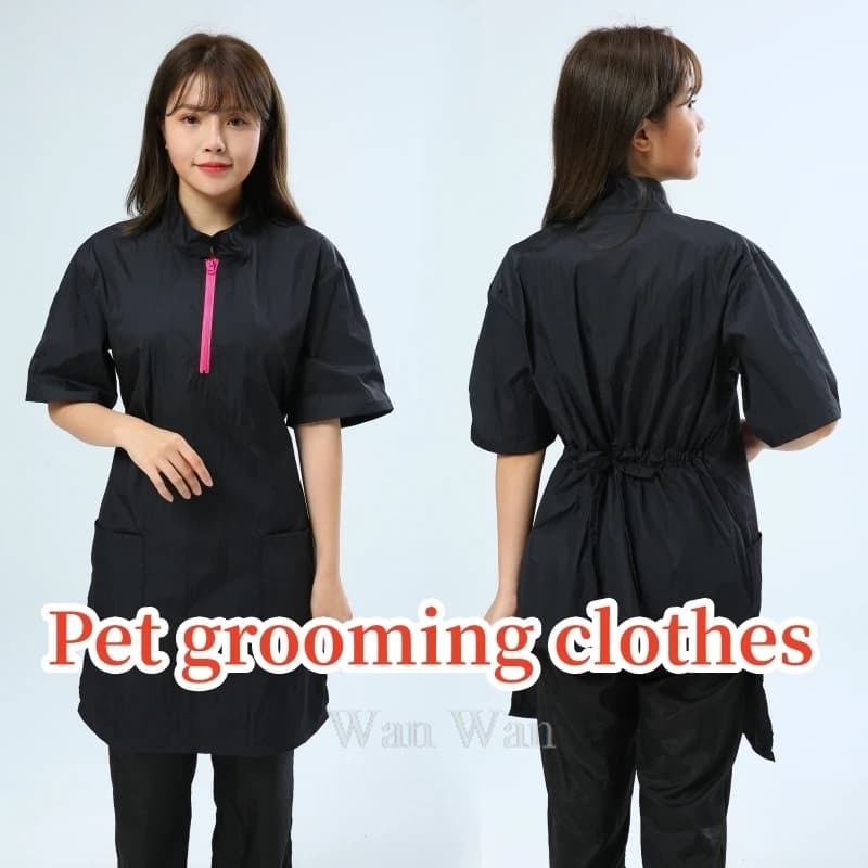 Abbigliamento per toelettatura per cani da compagnia Abiti da lavoro impermeabili Uniformi per toelettatura per animali domestici Parrucchiere stile lungo Grembiule anti-capelli Abito da parrucchiere