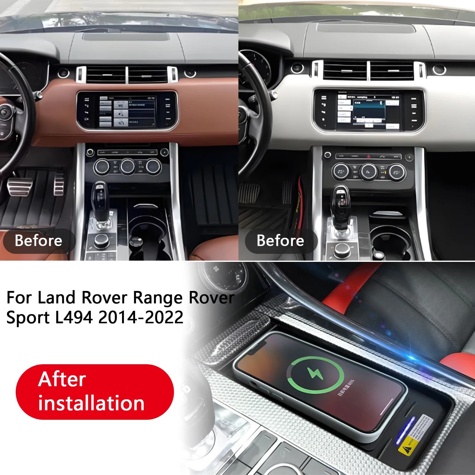 Per Land Rover Range Rover Sport L494 2018-2022 Caricatore del telefono della console centrale per auto supporto di ricarica per piastra di ricarica wireless veloce