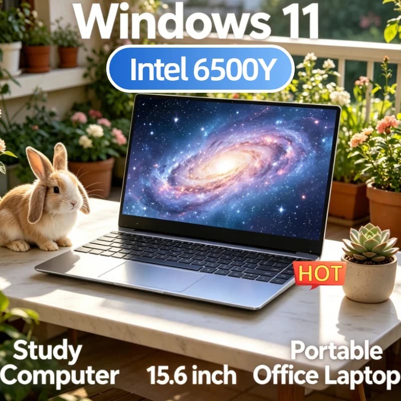 Laptop Intel 6500Y Leggero 15.6 Pollici, 32GB RAM, 2TB SSD, 5000mAh, Windows 11, Tastiera Retroilluminata, Lettore di Impronte Digitali per Business e Gaming