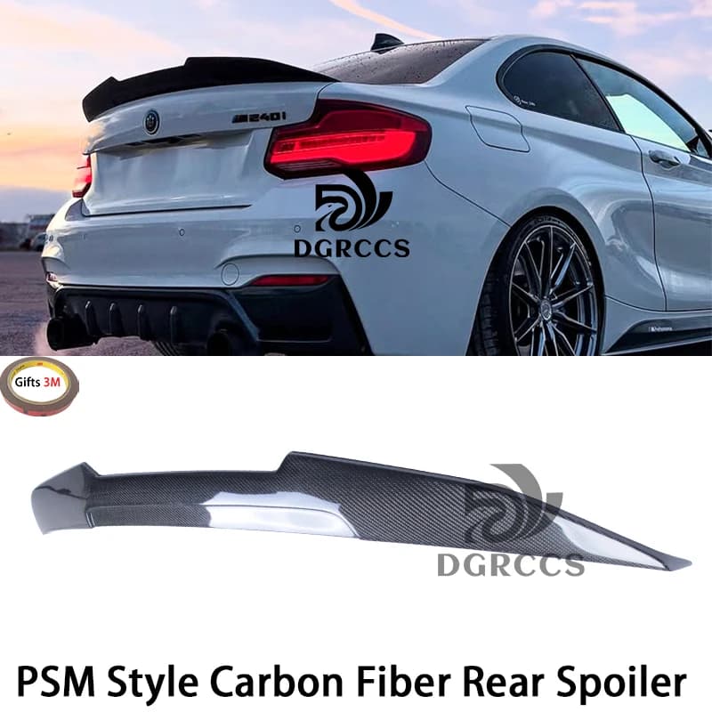 For BMW 2 Series F22 Coupe/F23 Convertible/M2 F87 PSM Style Carbon fiber Rear Spoiler 2014-2020 Carbon fiber Glossy black