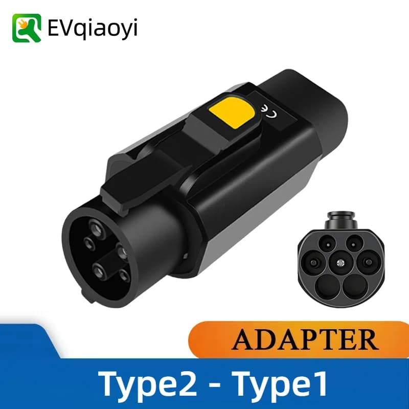 Adattatore di Ricarica EV da Tipo2 a Tipo1 EVqiaoyi, 32A 7KW, Convertitore Portatile, Accessori Auto per Veicoli Elettrici Tipo1