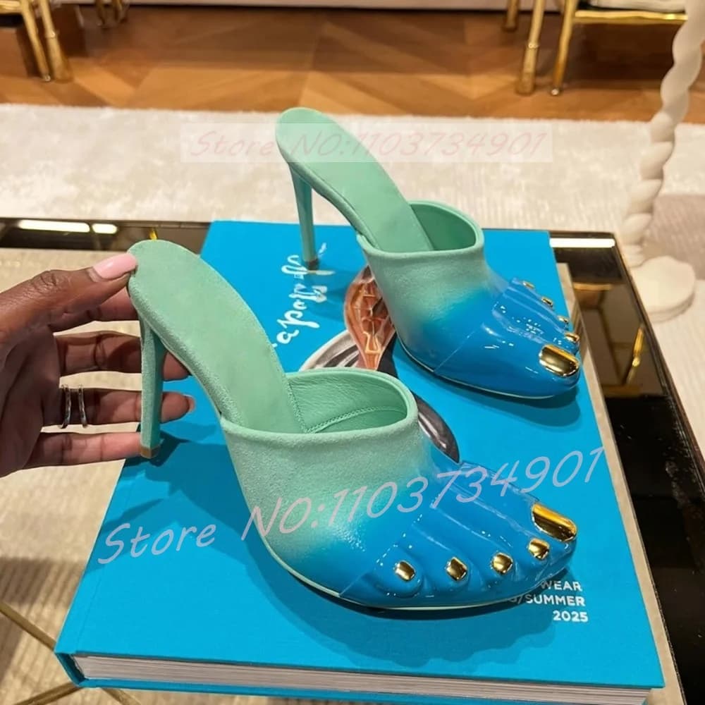 Women's New Shoes with high heel in golden metal with round toe briefs for women's parties