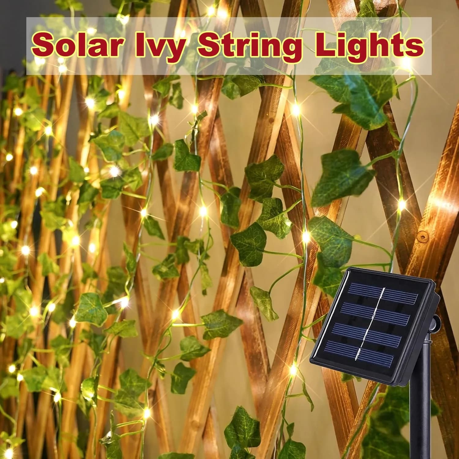 Luci a stringa di vite solari a LED Luci da fata per decorazioni con foglie di edera artificiali impermeabili per esterni 8 modalità per matrimoni in giardino di Natale