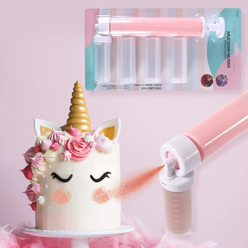 1 set (5 pezzi) pistole a spruzzo manuali per torte glitter spray decorazione dessert torta pompa a spruzzo pasticceria aerografo strumento di cottura ecologico