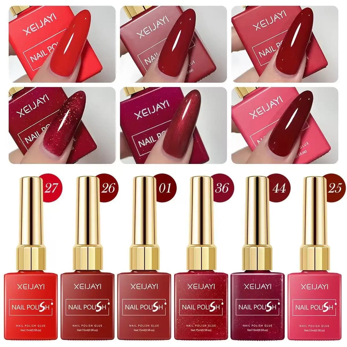 Smalto per unghie gel da 15 ml Smalto rosso a 6 colori Semi-permanente super luminoso fai da te per materiali per nail art Vernice permanente per piantine UV