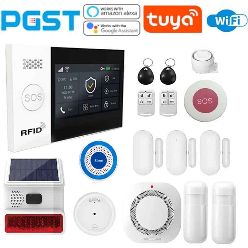 PGST - Kit Sistema di Allarme Domestico con 433 MHz, Sistema di Sicurezza Fai-da-Te per Protezione Casa, Allarme Antifurto, Sensori di Movimento, PG107