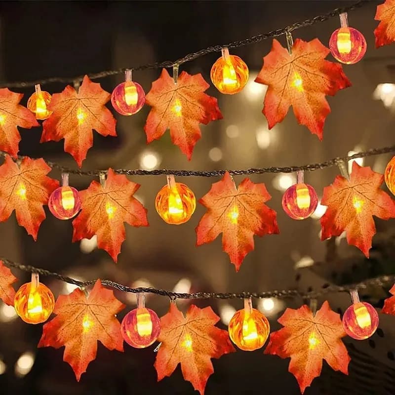 Halloween LED zucca foglia d'acero fata luce alimentata a batteria luci della stringa per la decorazione dell'albero di Natale della festa della camera da letto del giardino