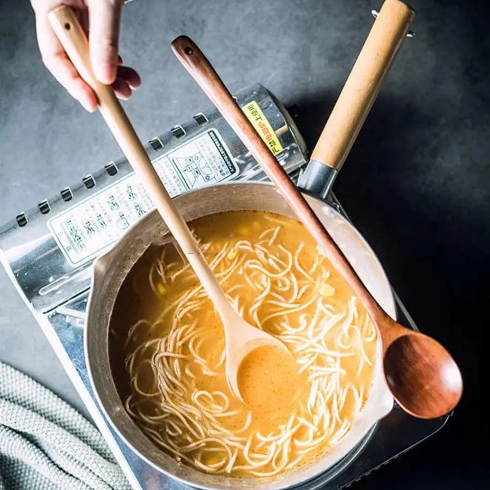 Cucchiaio per mescolare in legno con manico lungo Stoviglie per zuppa in legno naturale Cucina per miele Cucchiaio da caffè Cucchiaio per mescolare Cucchiaio per zuppa per uso domestico