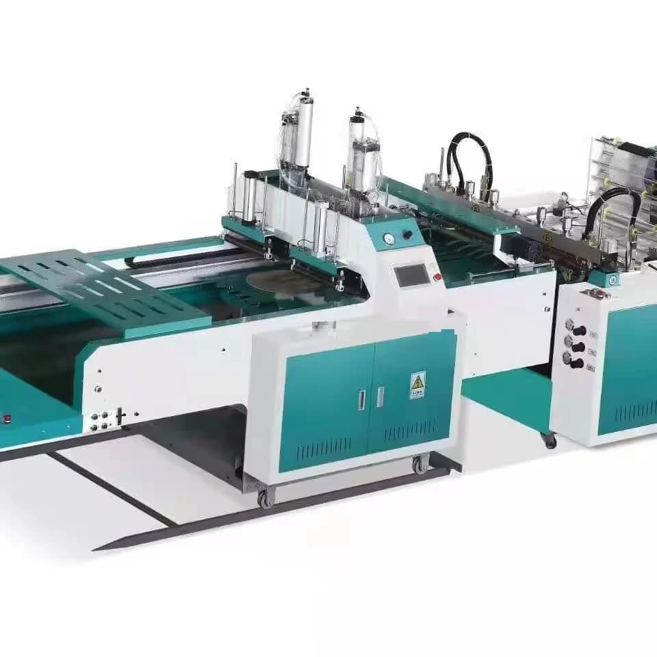 Customized High Speed Double Line Hot Cutting T-Shirt Bag Making Machine With Automatic Punching Machine