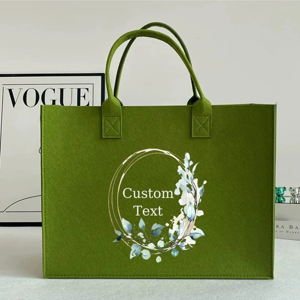 Custom casual tote bag with name, large capacity felt woman's hand bag, shoulder bag - commuter shoulder bag, shopping bag and storage