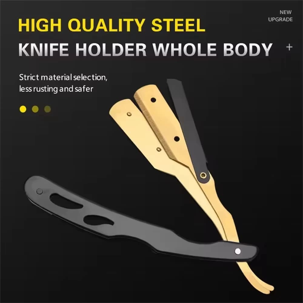 Professional stainless steel men's shaver with straight blade, cutter and support