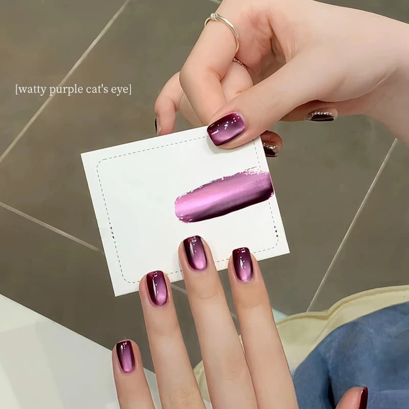 MIANEL 10ML Semi-Permanent Magnetic Effect Cat Eye with Transparent Glass Beads Purple 2026 New Effect Effect Polished Cat Eye like Water Supplies for Nails