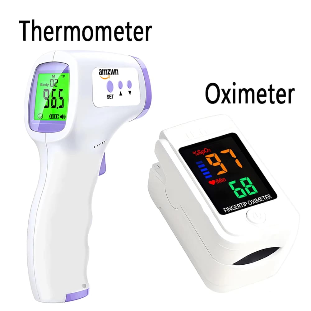 Termometro medico per il corpo Strumento di misurazione rapida della temperatura per febbre a infrarossi tricolore per bambini adulti o pulsossimetro a dito LED