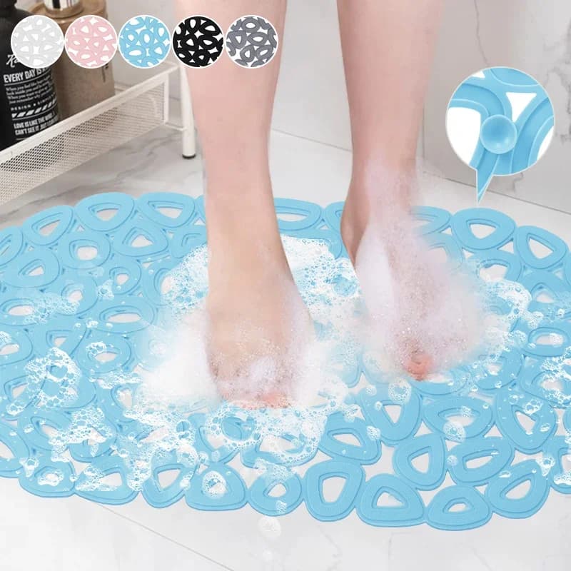 Tappetino impermeabile antiscivolo per bagno con ventosa, tappeto da bagno con scarico rapido Anello da massaggio per bagno Tappetino per doccia Tappeto con foro per ellisse