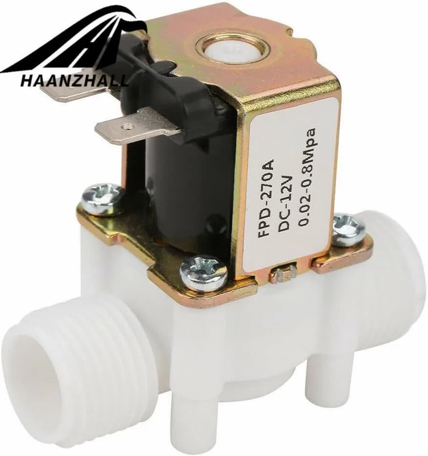 Elettrovalvola 1/2 G1/2" NC in Plastica 12V 24V 220V per Erogazione Acqua