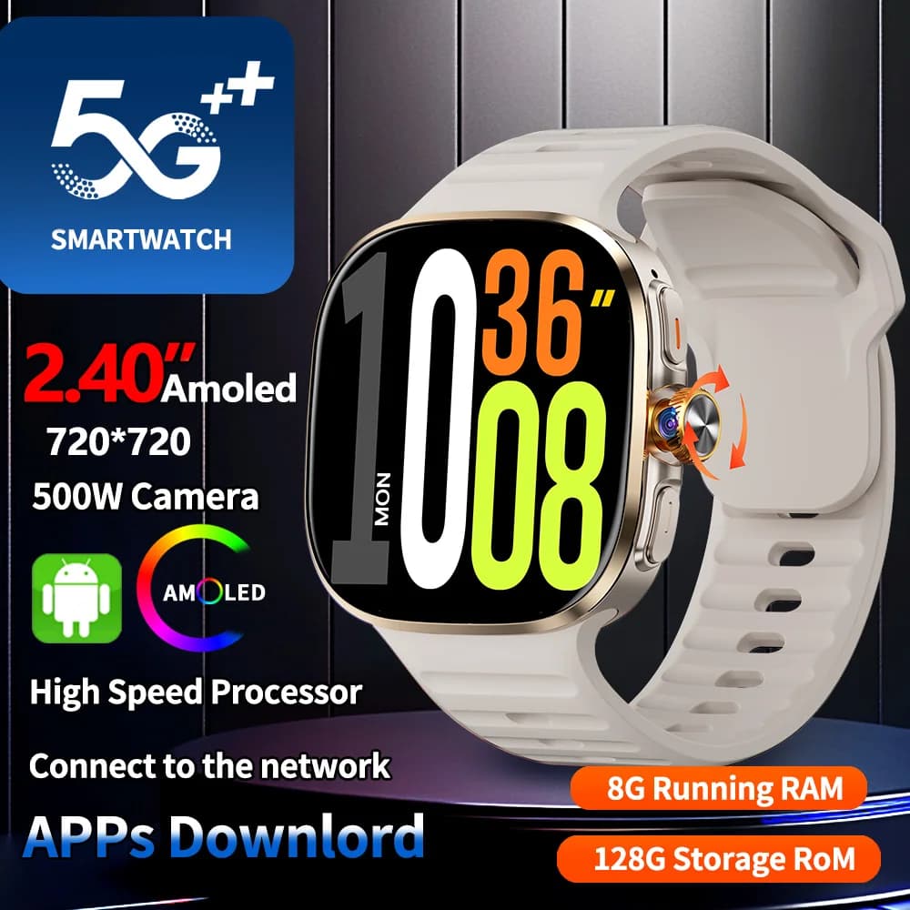 5G/4G Full Network Smart Watch 2.40 pollici 720*720 Grande schermo HD Videochiamata 8GB + 128GB RAM Smartwatch Google Play WIFI GPS Sim Card