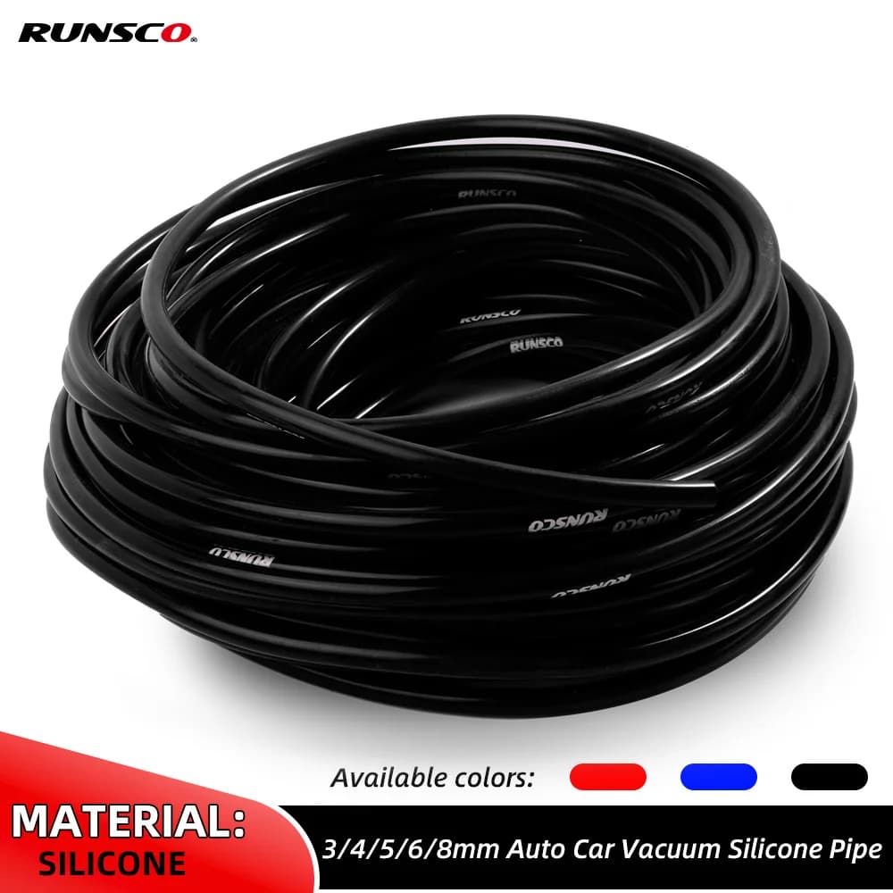 Tubo flessibile per vuoto in silicone con diametro interno 3 mm, 4 mm, 5 mm, 6 mm, 8 mm, tubo universale per ricambi auto Runsco nero