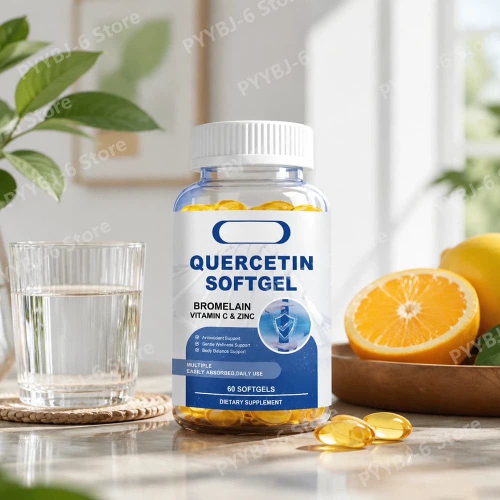 Quercetina ad Alto Assorbimento con Bromelina, Vitamina C e Zinco, Integratore Antiossidante Quotidiano per il Supporto Immunitario degli Adulti, 60 Capsule, Non-OGM