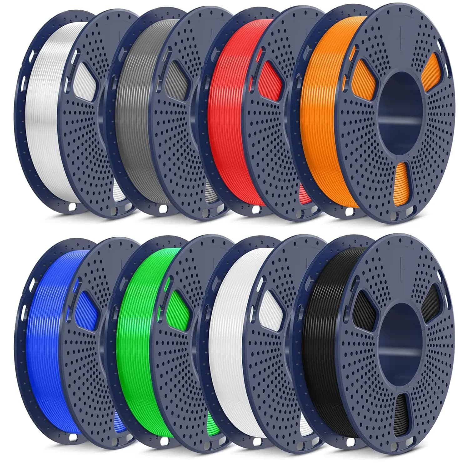 Set di 8 Rotoli di Filamento PLA da 250g, 1.75mm per Stampanti 3D, Multicolore con Confezione Sottovuoto