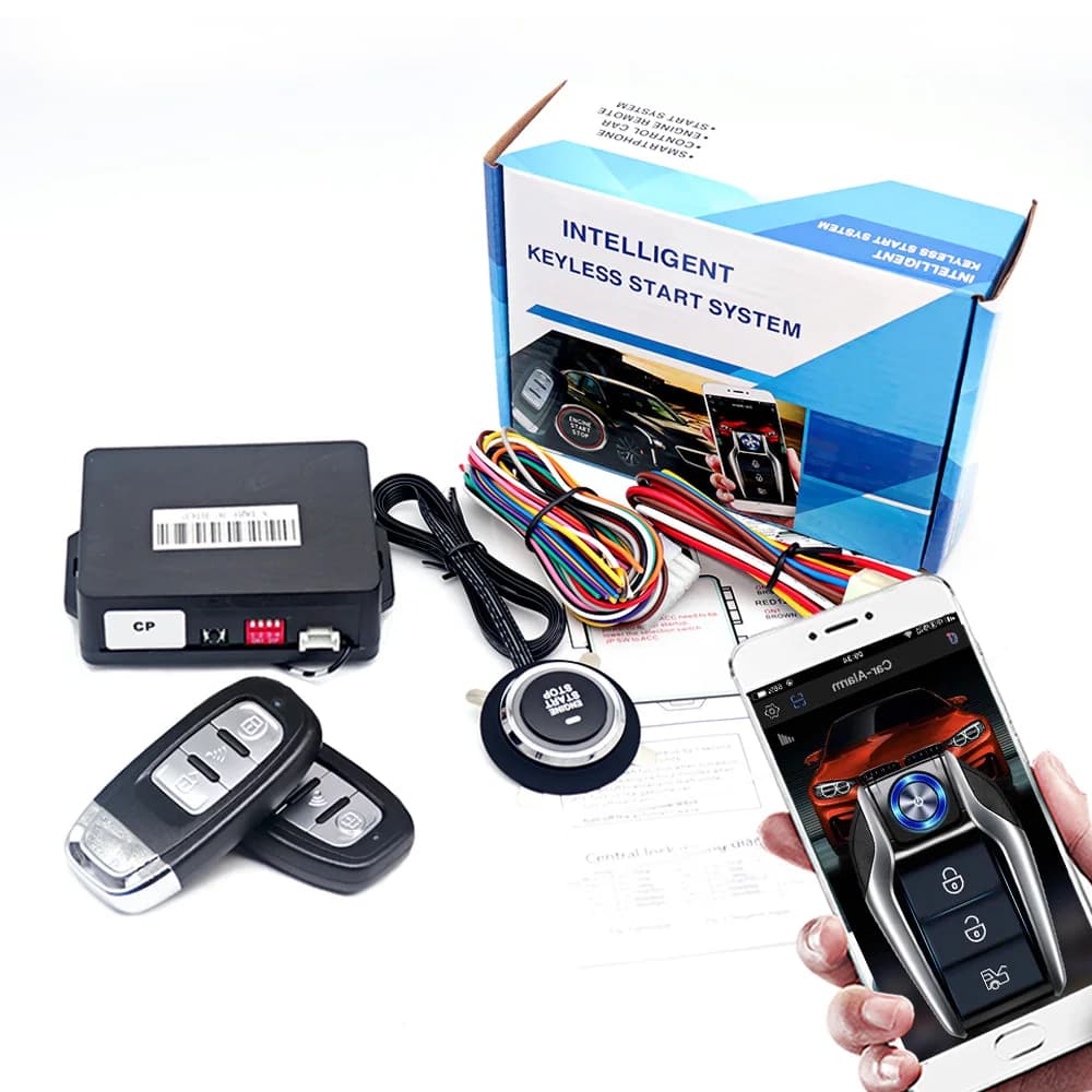Allarme auto con avvio automatico Kit avviamento remoto per auto con chiusura centralizzata universale Arresto avviamento automobilistico PKE Sistema di pulsanti di avvio senza chiave