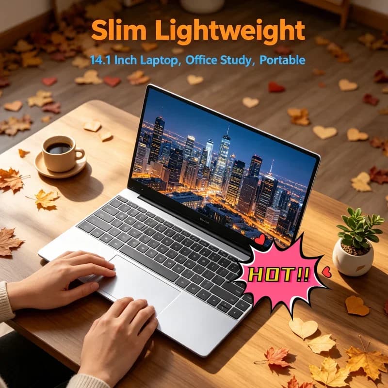 Laptop Leggero 14.1 Pollici Intel 6500Y Batteria 5000mAh Lunga Durata 32GB RAM 2TB SSD ad Alta Capacità Windows 11 Tastiera Retroilluminata