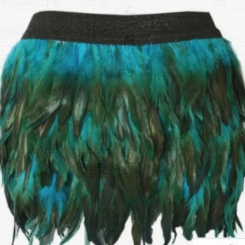 Short skirt in chicken feathers with irregular design, stage clothing, street performance outfit