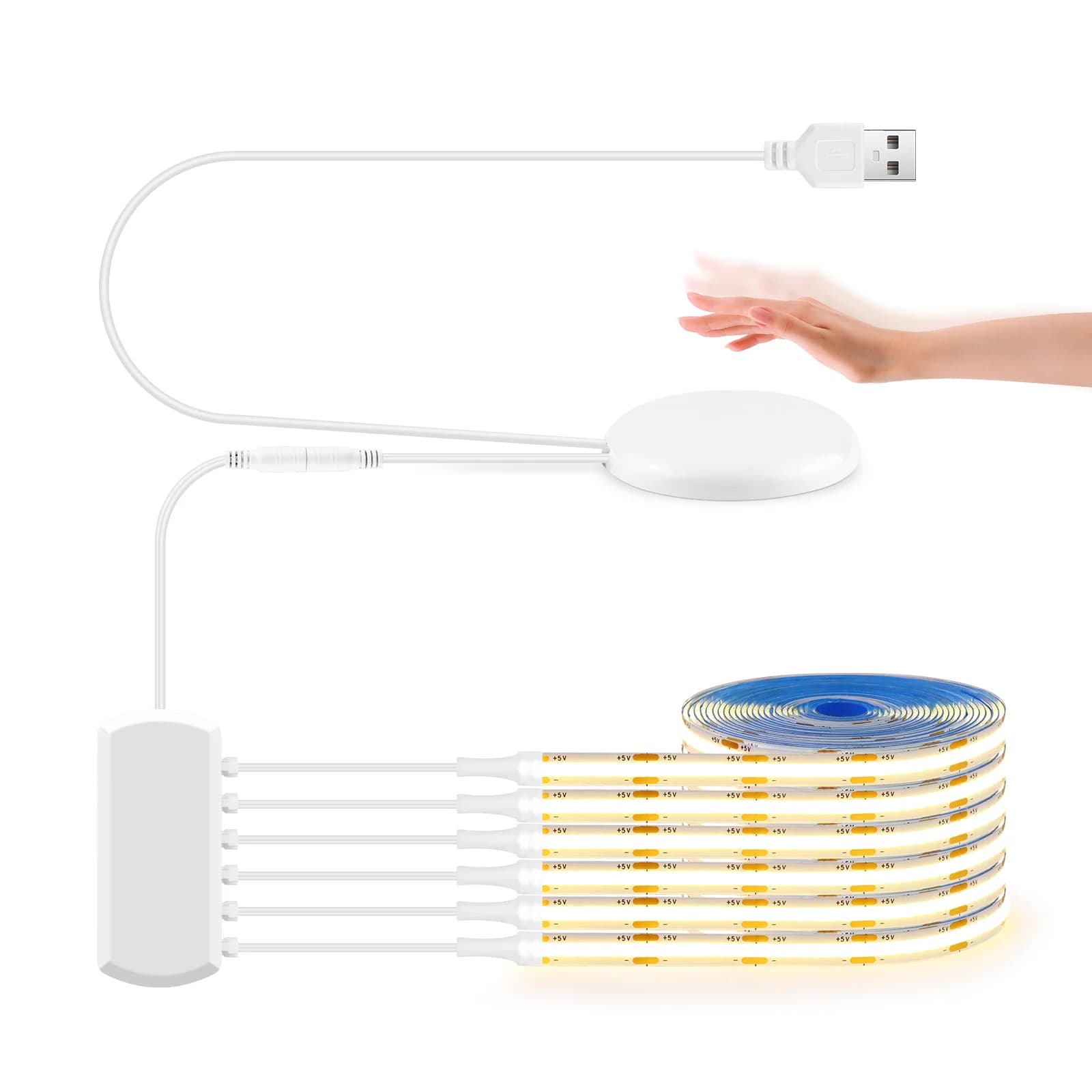 6/5/4/3/2/1 Pcs 5V COB HA CONDOTTO LA Luce di Striscia Con USB Penetrante Legno Touch Dimmer Interruttore Per Pannello Acustico armadio mensola illuminazione