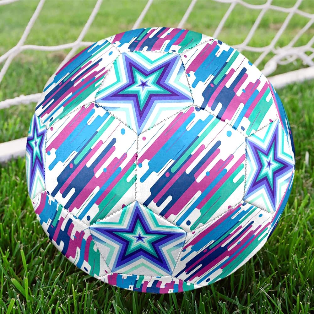 Geometric Star Size 5 Soccer Ball Machine-Stitched Indoor/Outdoor Universal Football Ideal for Soccer Enthusiasts Birthday Gift