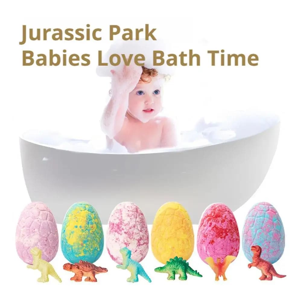 Set di Bombe da Bagno Naturali Fatte a Mano, 6 Pezzi 120g, Design a Forma di Uovo di Dinosauro, Giocattoli da Bagno per Bambini, Sicuri e Delicati per la Pelle