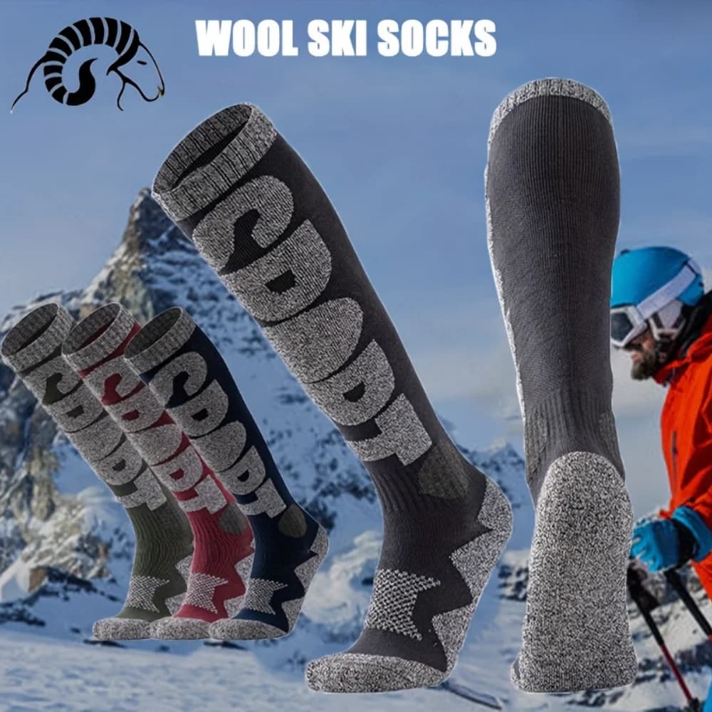 Winter Warm Ski Socks High Knee Socks in thick wool Moisture Absorption Long tube socks cold-proof hiking Skiing