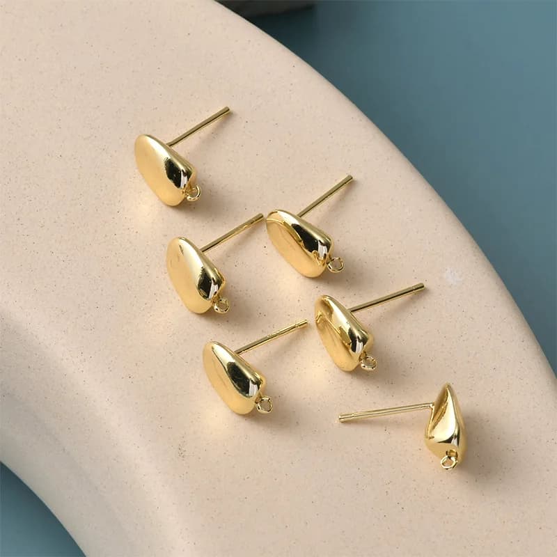 Orecchini a Forma di Chicchi di Caffè Irregolari Placcati in Rame e Oro 14K con Perno in Argento, Accessori Fai-da-Te per Creazioni Artigianali, Vendita all'Ingrosso