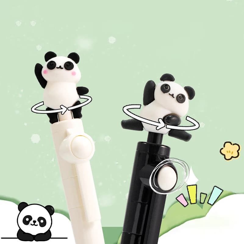 1pc penne gel girevoli penna a sfera panda kawaii strumenti di scrittura carini forniture per ufficio scolastico regali di cancelleria per studenti