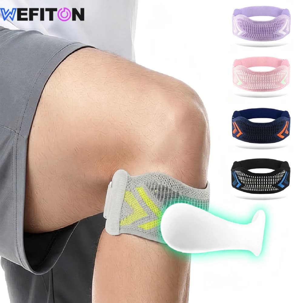 1PCS Adjustable Knee Strap with Silicone Cushion, Breathable Patella Support for Running, Cycling, Hiking, Gym & Outdoor Sports