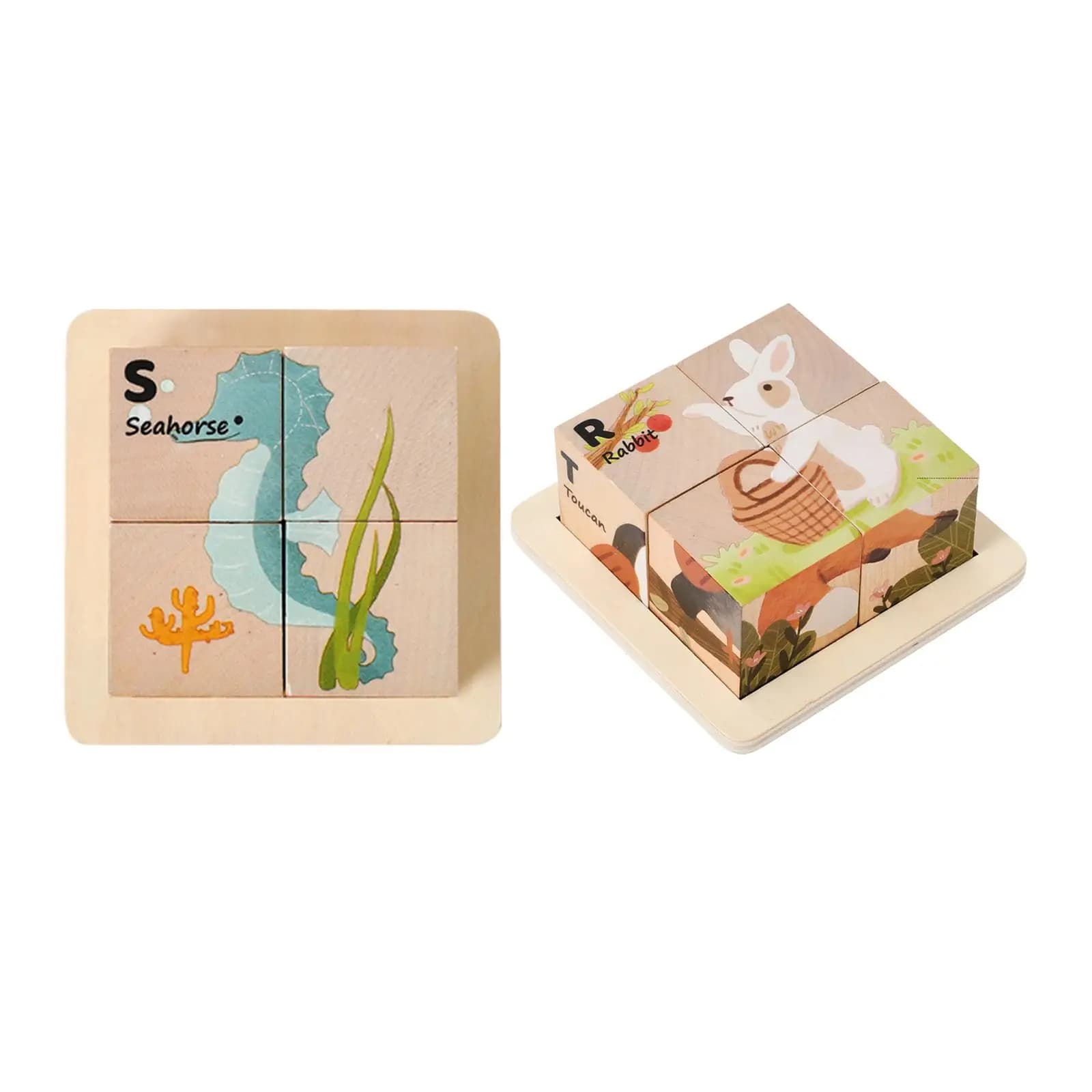 Puzzle in legno Coordinazione occhio-mano Immaginazione spaziale Puzzle cubo di legno per bambini dai 2 ai 4 anni Ragazzi Ragazze Regali di compleanno