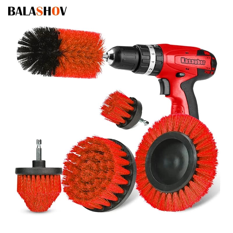 Kit di spazzole per trapano elettrico multiuso da 5 pezzi Spazzola per pulizia elettrica Lucidatore per auto Kit di pulizia per bagno da cucina Strumento per la pulizia della toilette