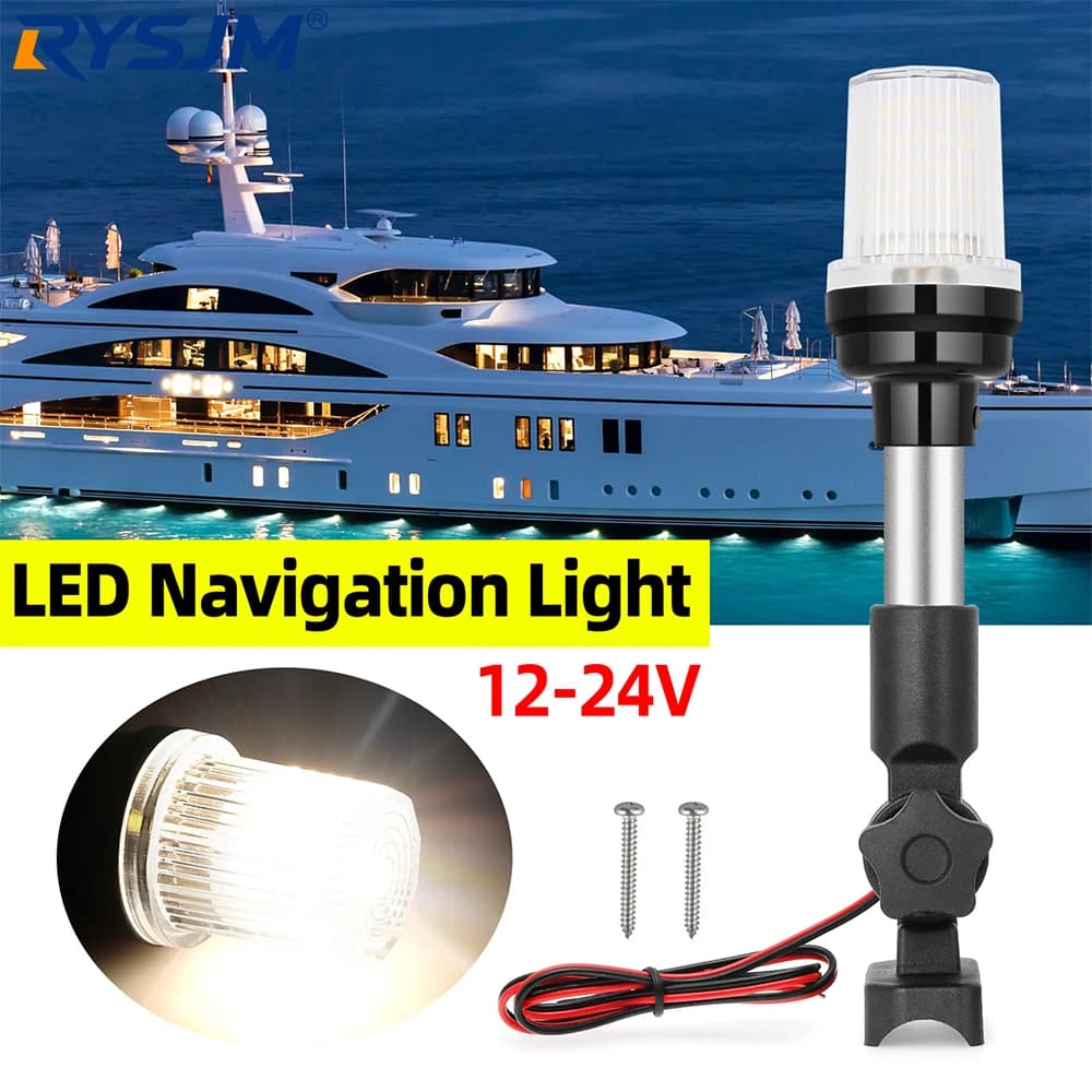 Luce di Navigazione LED per Barche da 9 e 12 Pollici, Luce di Ancoraggio Pieghevole per Yacht, Lampada di Segnalazione 12V per Navigazione a Vela 180° ° Regolabile