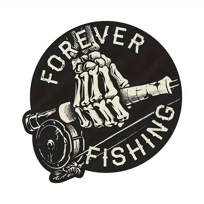 Adesivo in vinile Anime Fishing Reel & Skull Hand, decalcomania lucida autoadesiva per barca, auto, scatola porta attrezzi, borraccia – Funziona su